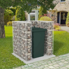 vidaXL Gabion Single Wheelie Bin Surround Steel 110x100x120cm Patio Store Shed