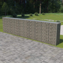 vidaXL Gabion Wand mit Abdeckungen Verzinkter Stahl 600x50x150cm