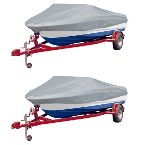 vidaXL 2x Boat Covers Grey Length 610-671cm Width 254cm Canvas Storage Canopy
