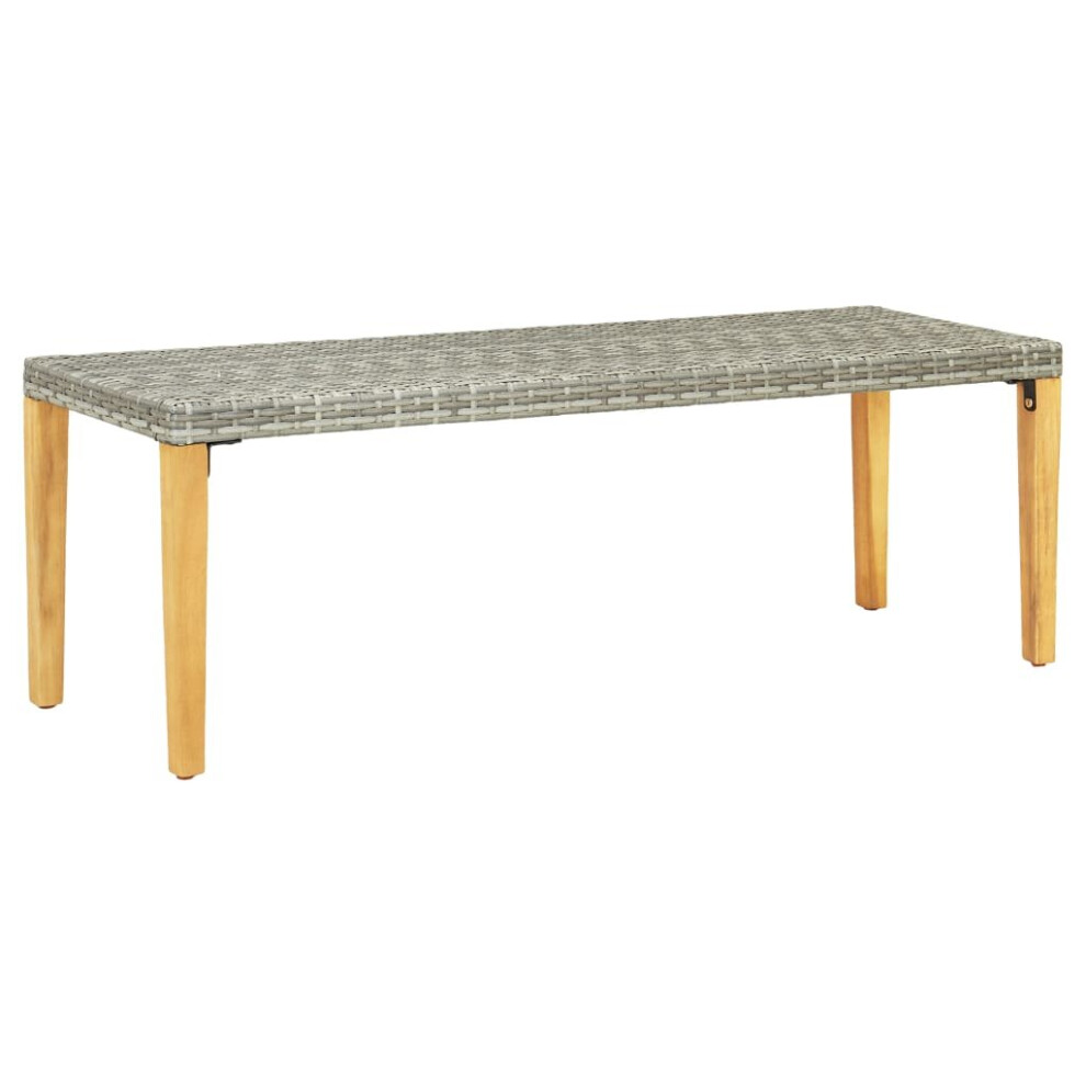 vidaXL Garden Bench Poly Rattan Grey with Oak 80cm Outdoor Garden Patio Bench