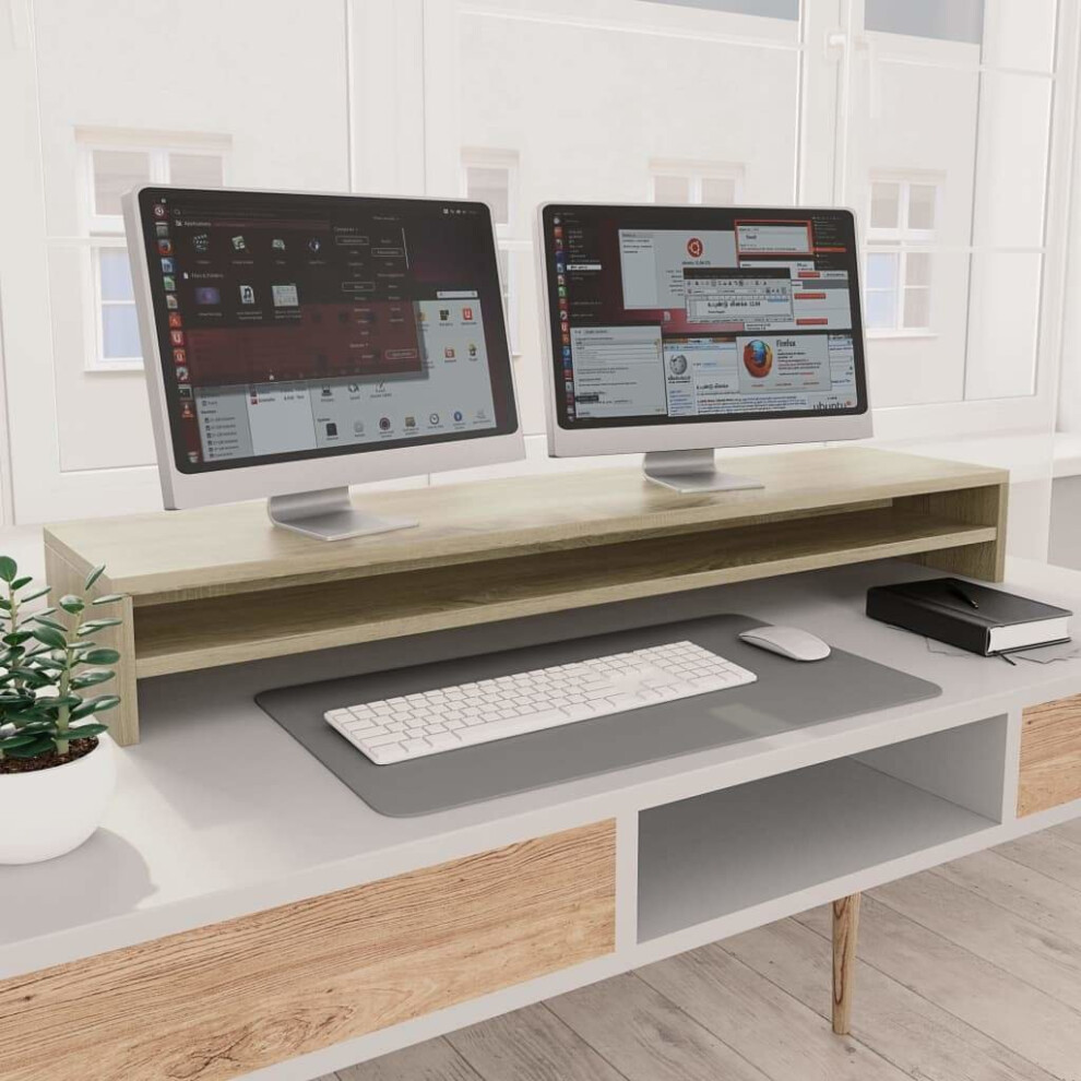 Vidaxl Monitor Stand Sonoma Oak Engineered Wood Screen Computer Laptop Riser 8719883674971