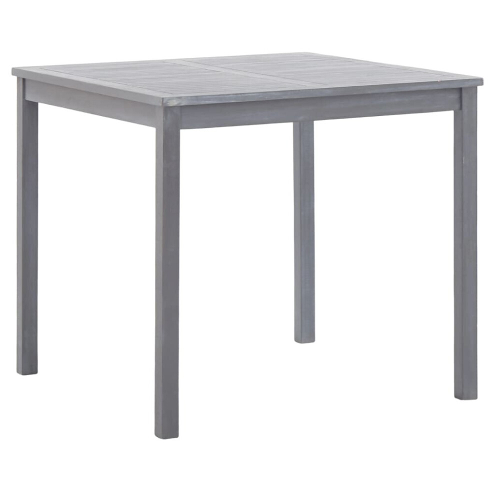 vidaXL Solid Acacia Wood Garden Table Grey 80cm Indoor Outdoor Dining Kitchen