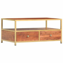 vidaXL Solid Acacia Wood Coffee Table 90cm Couch Table Living Room Tea Desk