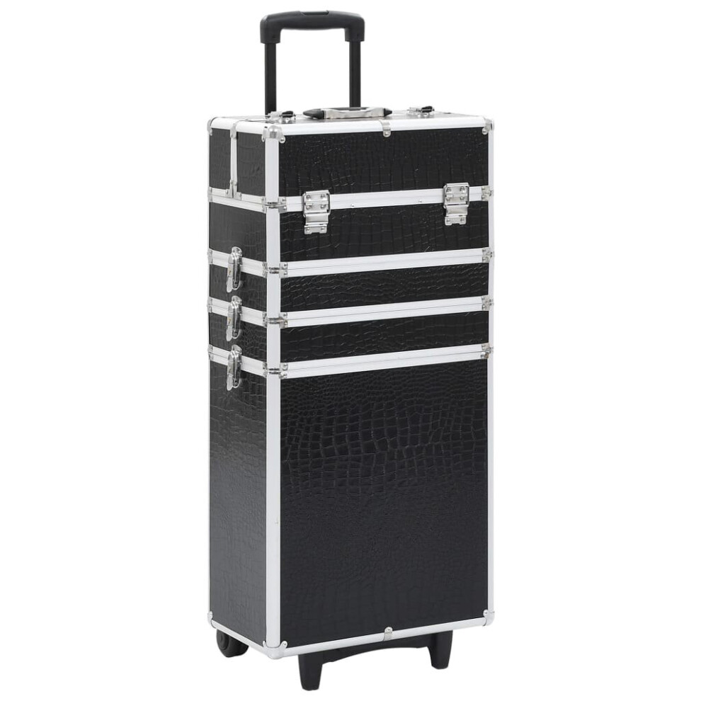 Simply Chosen 4U Black Vidaxl Make-Up Trolley Aluminium With Crocodile Pattern Beauty Suitcase