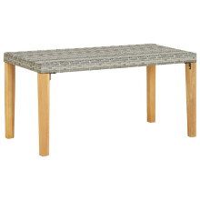 vidaXL Solid Acacia Wood Garden Bench Grey Poly Rattan Outdoor Seat Furniture