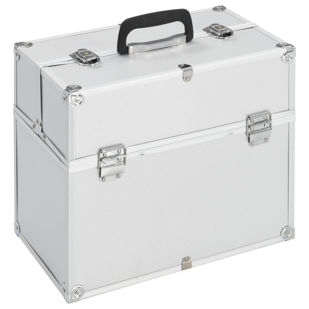 Vidaxl Make-Up Case Silver Aluminium Beauty Case Storage Organiser Vanity Case