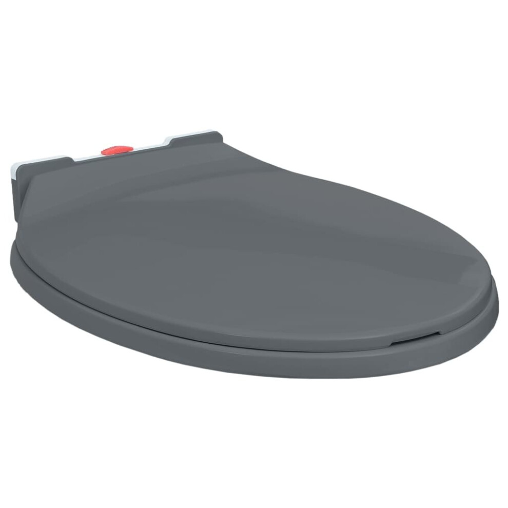 vidaXL Soft-Close Toilet Seat Quick Release Grey Oval Plastic Toilet Seat
