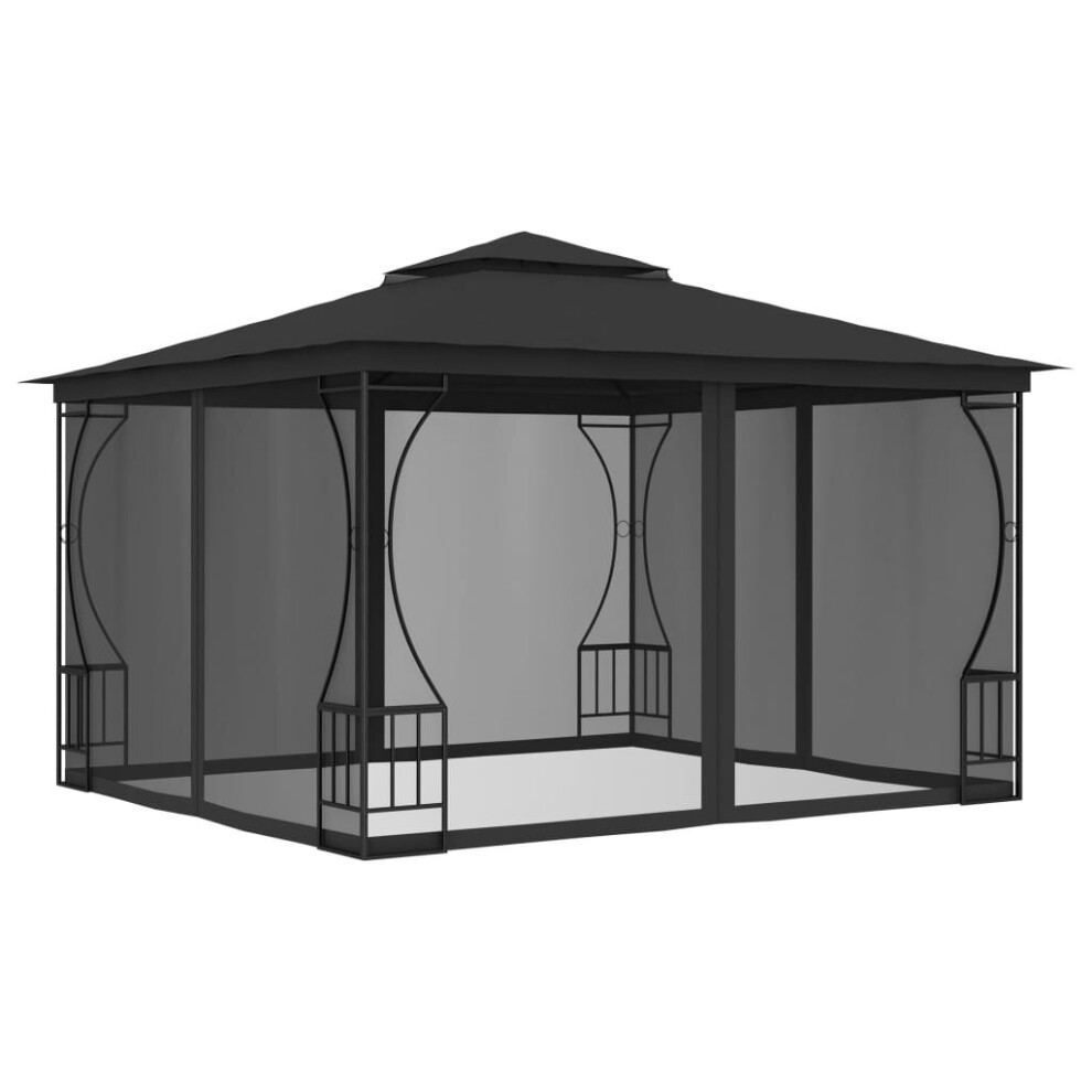 vidaXL Gazebo with Nets 300cm Anthracite Outdoor Canopy Shelter Party Tent