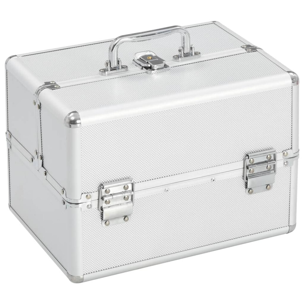 Simply Chosen 4U Vidaxl Make-Up Case Silver Aluminium Beauty Case Storage Organiser Vanity Case