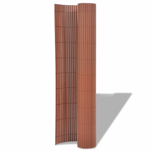 vidaXL Gartenzaun Doppelseitig PVC 90 x 300 cm Braun 1