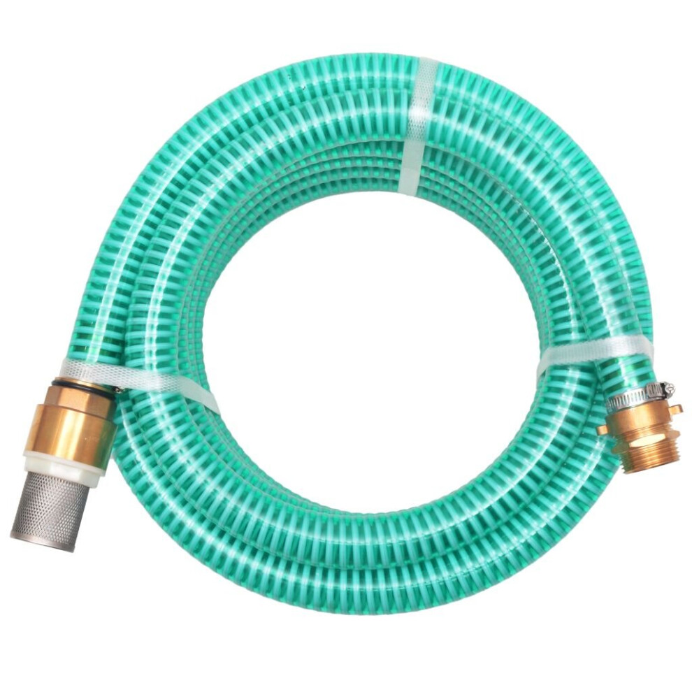 vidaXL Suction Hose with Brass Connectors 7m 25mm Green Outdoor Watering Pipe