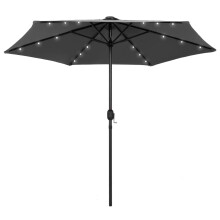 vidaXL haveparasol med LED og aluminiumsstang, 270 cm, antracit