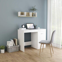 vidaXL Desk White Engineered Wood Computer Desk Workstation Office Corner Desk