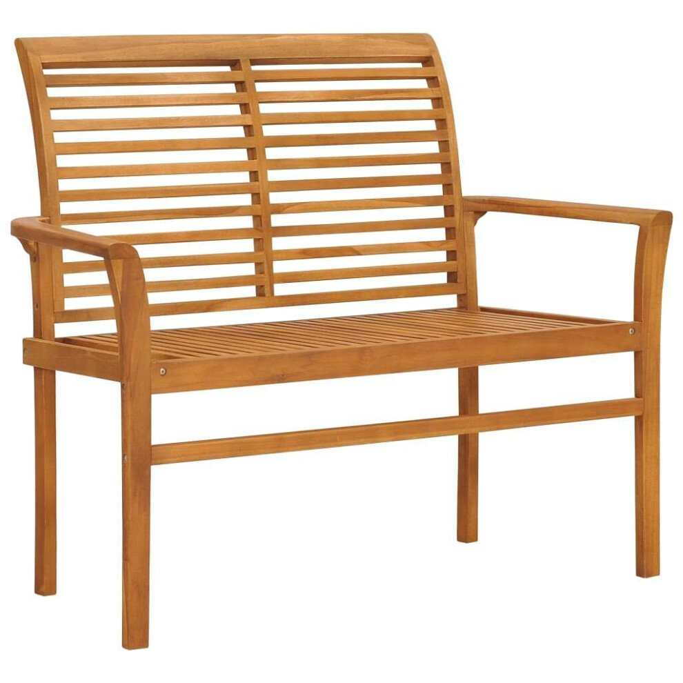 vidaXL Solid Teak Wood Garden Bench 112cm Outdoor Park Patio Chair Seating