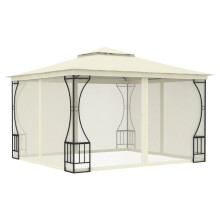 vidaXL Gazebo with Nets 300cm Cream Outdoor Canopy Shelter Party Tent
