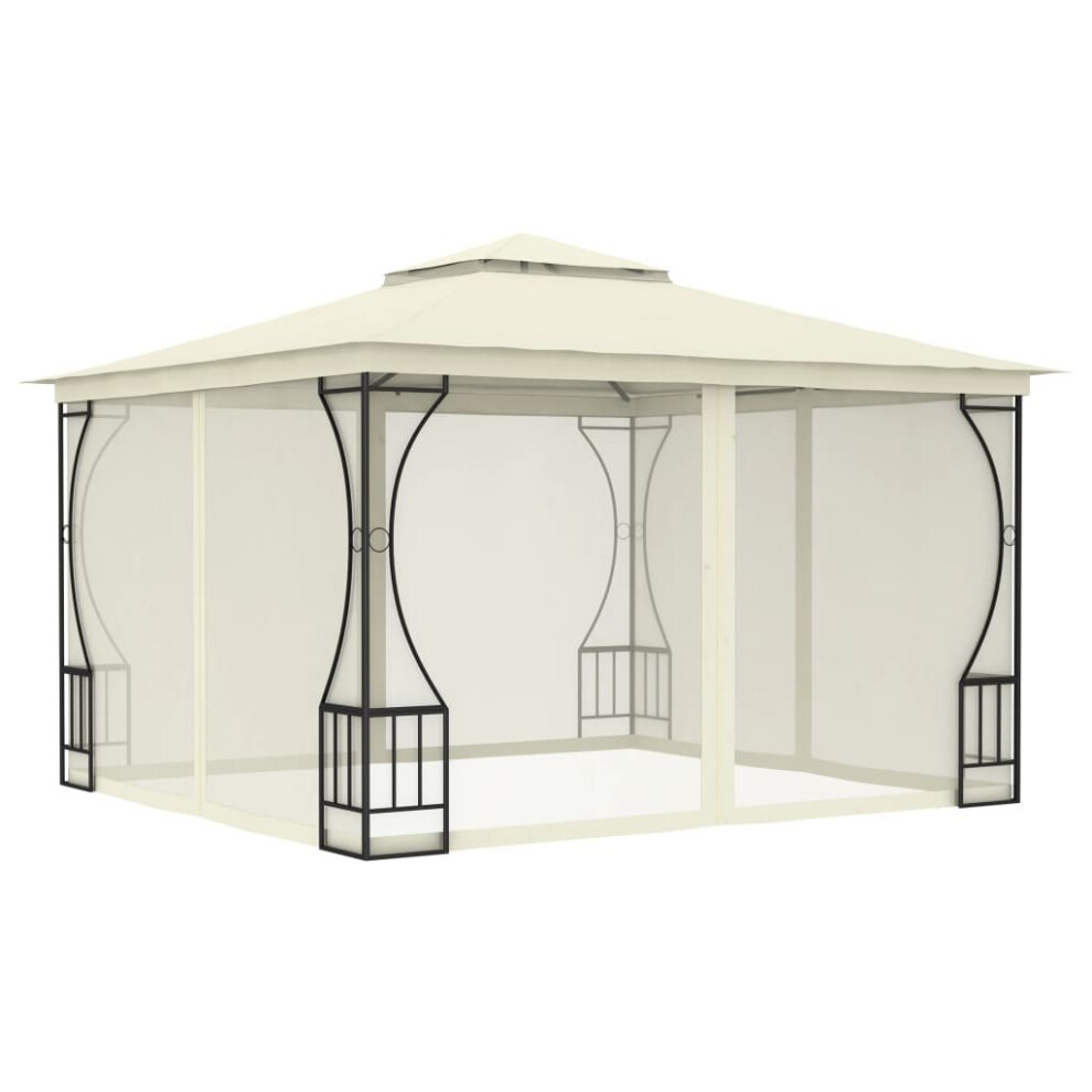 vidaXL Gazebo with Nets 300cm Cream Outdoor Canopy Shelter Party Tent
