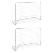 vidaXL fodboldmål med net, 2 stk. 182x61x122 cm, stål, hvid