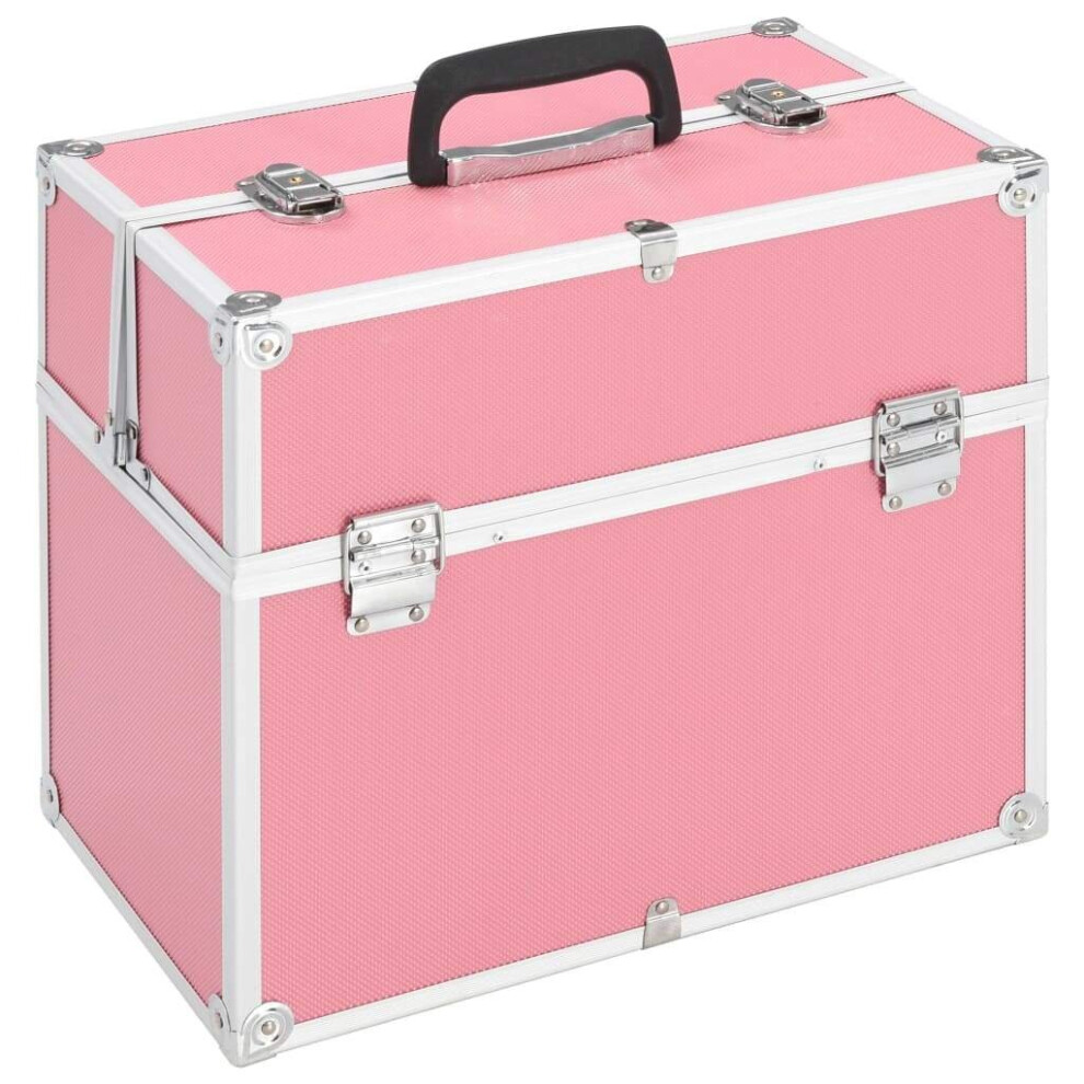 Simply Chosen 4U Vidaxl Make-Up Case Pink Aluminium Beauty Case Storage Organisers Vanity Case