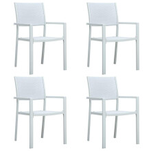 vidaXL 4x Garden Chairs White Plastic Rattan Look Outdoor Patio Dining Seating