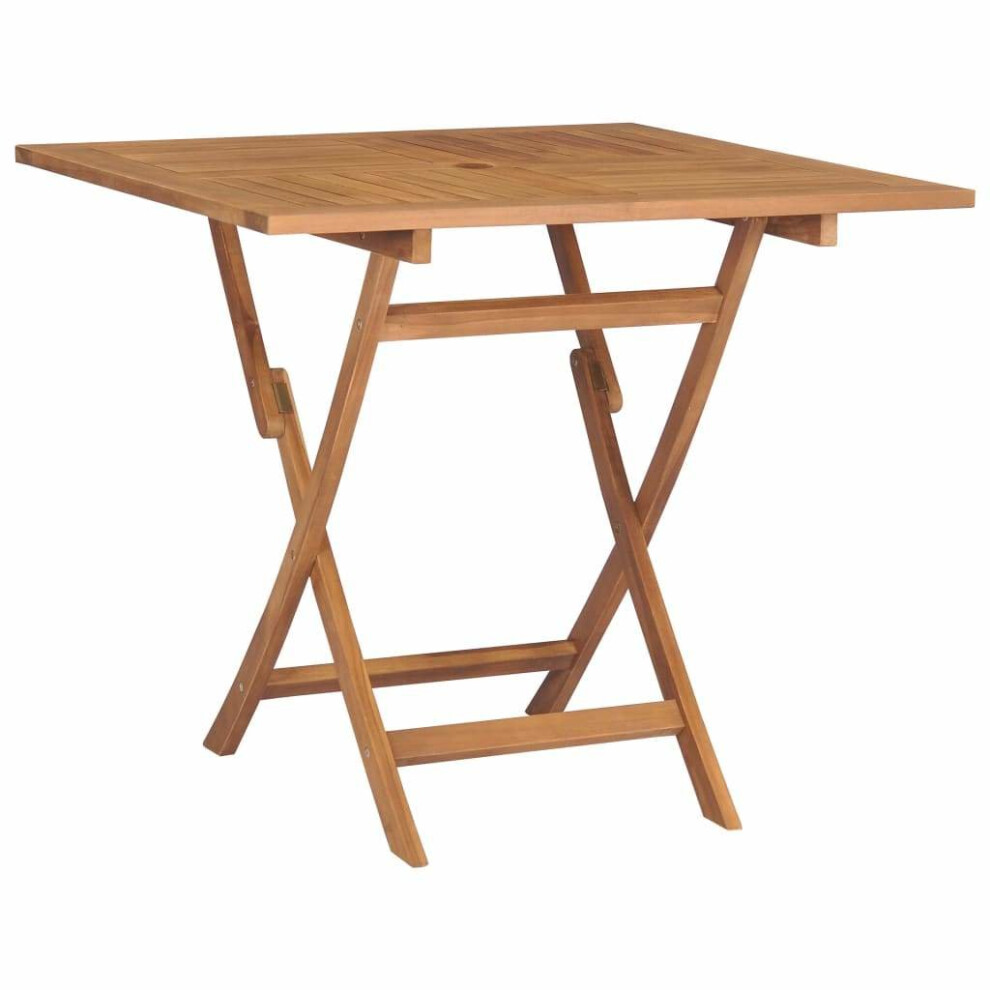 vidaXL Solid Teak Wood Folding Garden Table 85cm Outdoor Dining Furniture