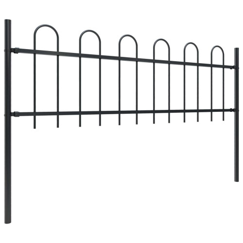 vidaXL Gartenzaun mit Bögen Stahl 1172 x 60 cm Schwarz 1