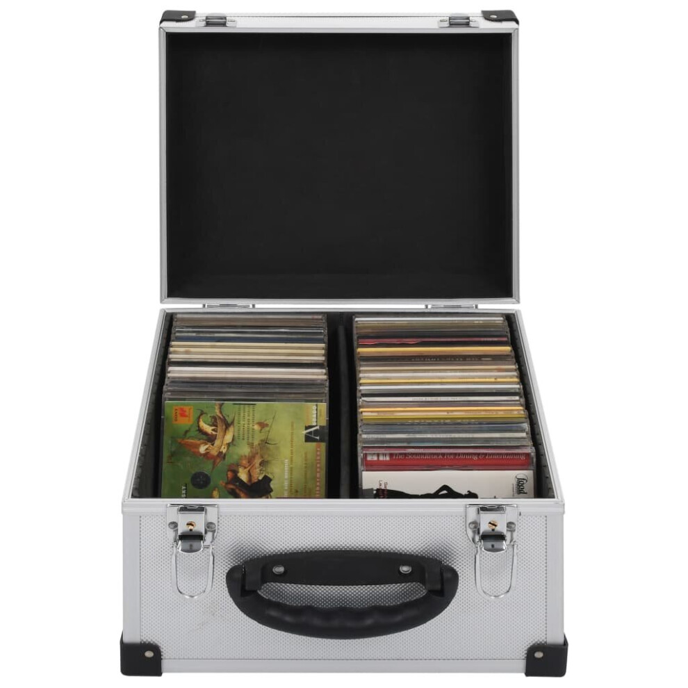 Vidaxl Cd Case For 40 Cds Aluminium Abs Storage Recorder Holder Box Silver 8718475730224