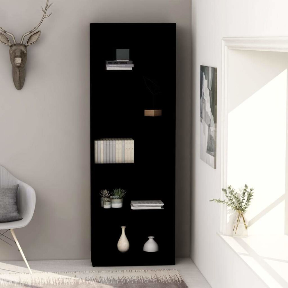 5-Tier Book Cabinet Black 60x24x175 cm Chipboard