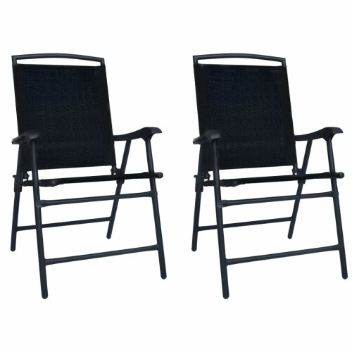 Folding Garden Chairs 2 pcs Texilene Black
