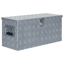 vidaXL opbevaringskasse i aluminium 80 x 30 x 35 cm sølv