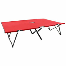 vidaXL Two Person Folding Sun Lounger Steel Red Beach Travel Bed Military Cot