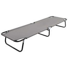 vidaXL Folding Sun Lounger Grey Steel Outdoor Military Cot Beach Travel Bed
