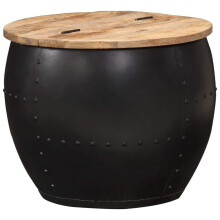 vidaXL Solid Mango Wood Coffee Table Round 53x43cm Side Couch Desk Living Room