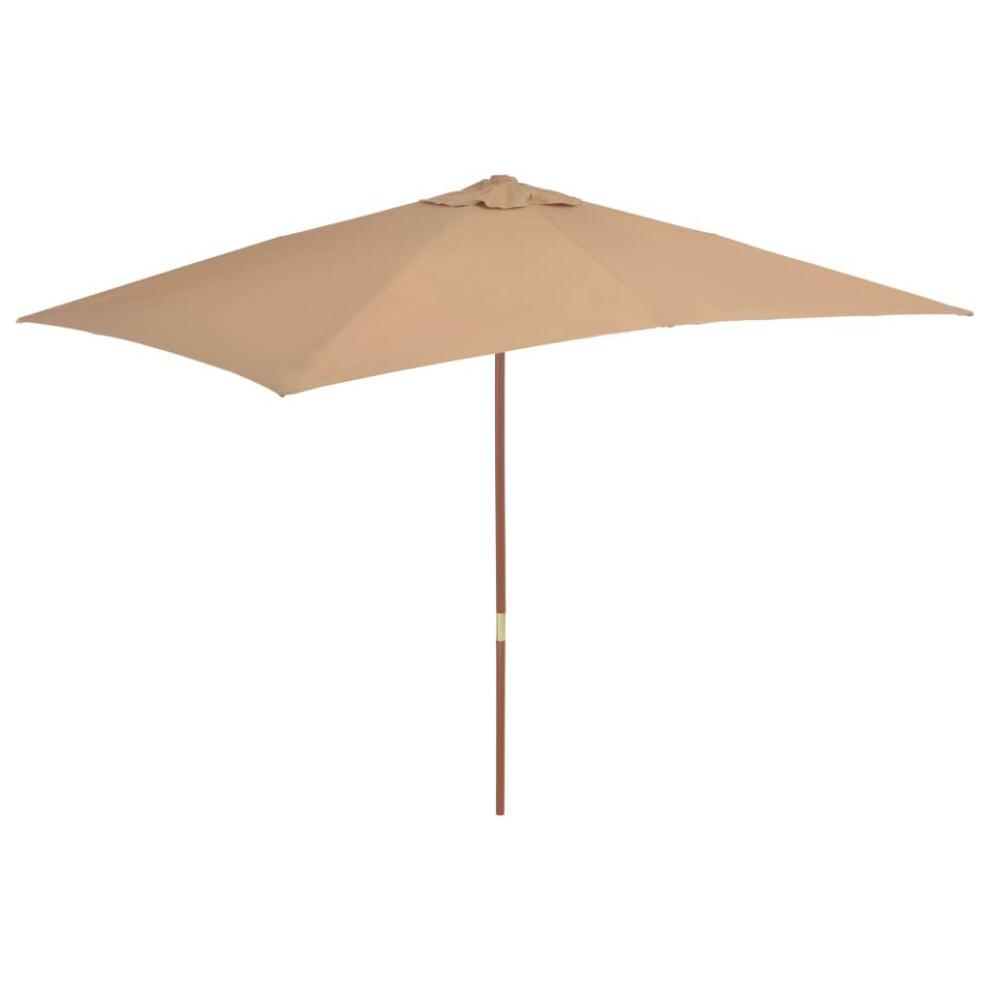 vidaXL Outdoor Parasol with Wooden Pole 200x300cm Taupe Umbrella Sunshade