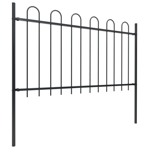 vidaXL Gartenzaun mit Rundbogen Stahl 671 x 100 cm Schwarz 1