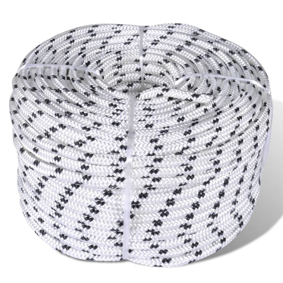 Vidaxl Braided Boat Rope Polyester 6Mm 250M White Marine Cord Yacht Line Cable 8718475705116