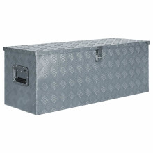 vidaXL opbevaringskasse i aluminium 110,5 x 38,5 x 40 cm sølv