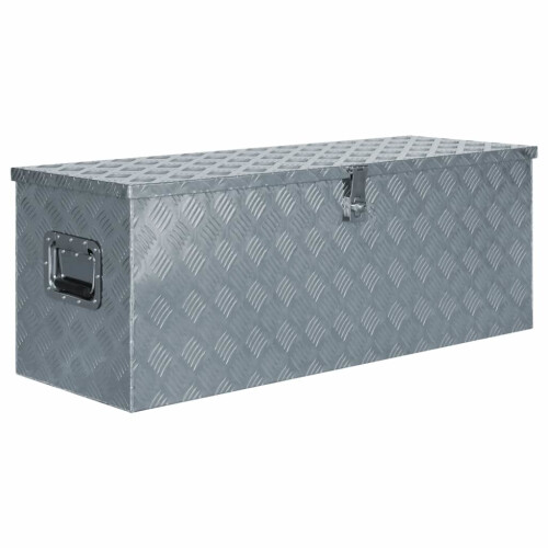 vidaXL Aluminium Box 110.5x38.5x40cm Silver Storage Chest Trunk Organiser