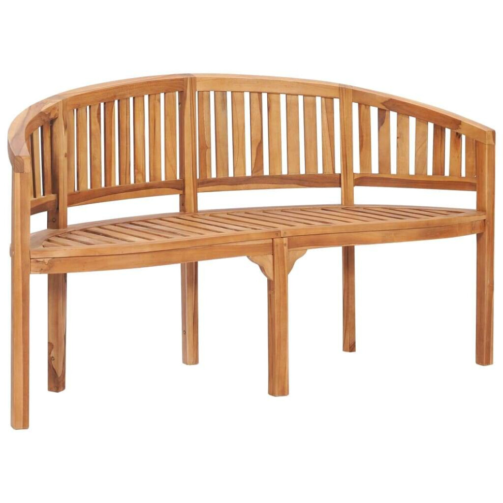 Vidaxl Solid Teak Wood Banana Bench 151Cm Patio Bench Outdoor Seating Garden