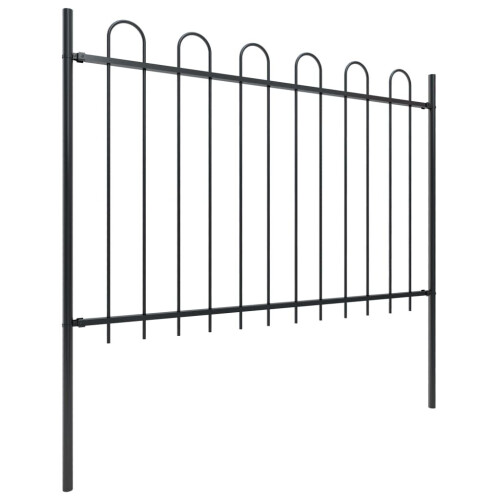 vidaXL Gartenzaun mit Rundbogen Stahl 838 x 120 cm Schwarz 1