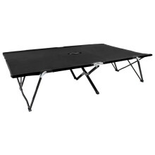 vidaXL Two Person Folding Sun Lounger Steel Black Beach Travel Bed Hiking Bed