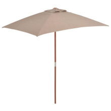 vidaXL Sonnenschirm mit Holz-Mast 150x200 cm Taupe