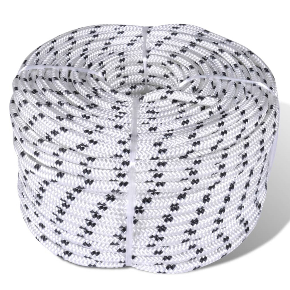 Vidaxl Braided Boat Rope Polyester 12Mm 250M White Marine Cord Yacht Line 8718475705161