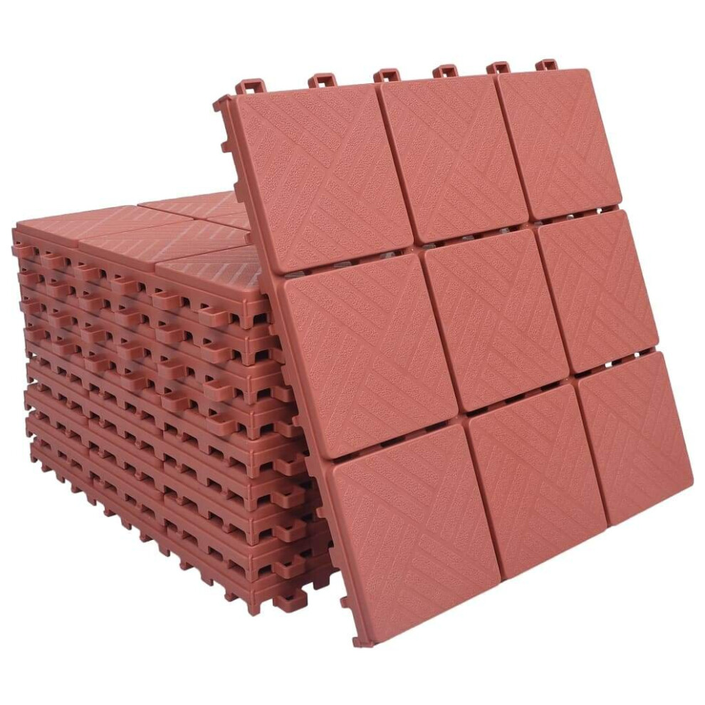 Vidaxl 10X Decking Tiles Red Plastic Building Material Patio Decking Boards 8719883753768