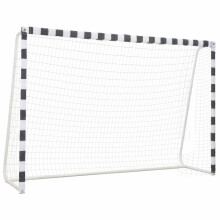 vidaXL Soccer Goal 300x200x90cm Metal Black and White Football Goal with Post