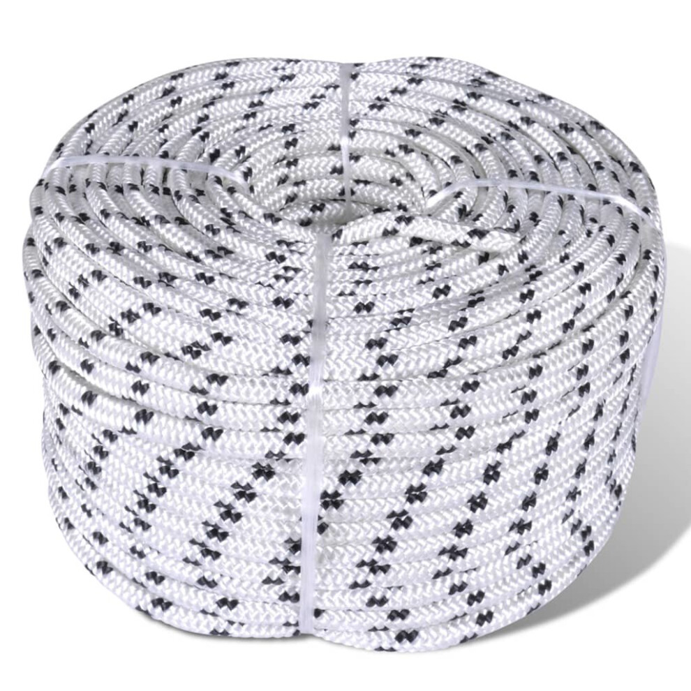 Vidaxl Braided Boat Rope Polyester 8Mm 250M White Marine Cord Yacht Line Cable 8718475705130