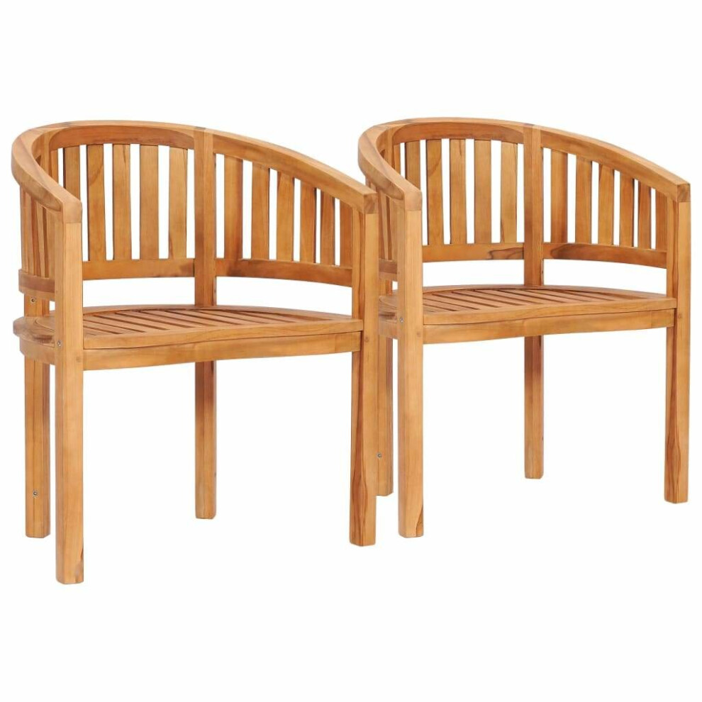 vidaXL 2x Solid Teak Wood Banana Chairs Outdoor Balcony Seating Furniture