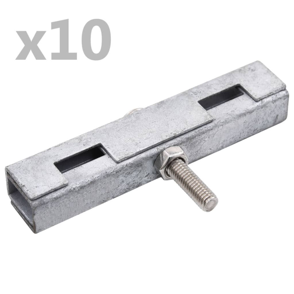 Vidaxl Garden U Mat Connector 10 Sets Silver Fence Grid Double Rod Accessory 8718475737773