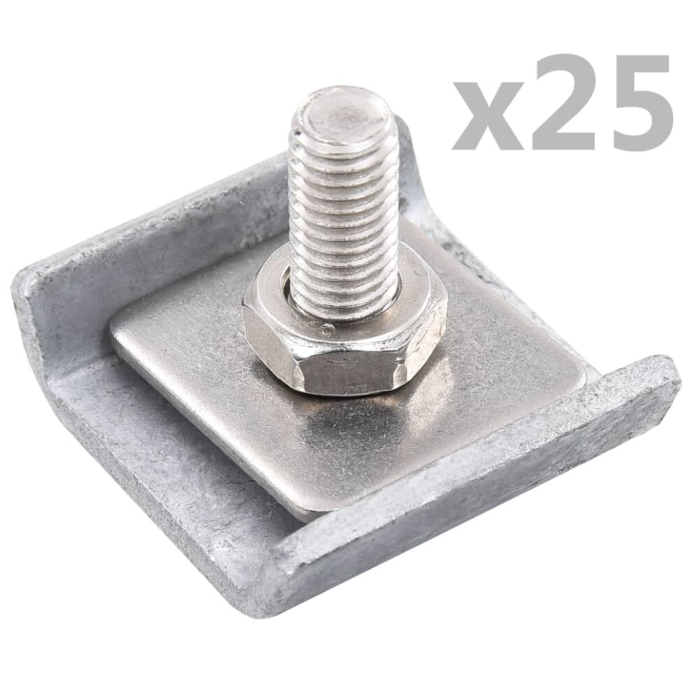 Vidaxl Grid Mat Connector 25 Set Silver Double Door Mat Fence Accessory Corner 8718475737803
