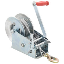 vidaXL Hand Winch 1360kg Heavy-duty 2 Speeds Iron Silver Manual Winch Trailer