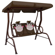 vidaXL Kids Swing Bench Brown Fabric Outdoor Garden Hammock Chair Seating